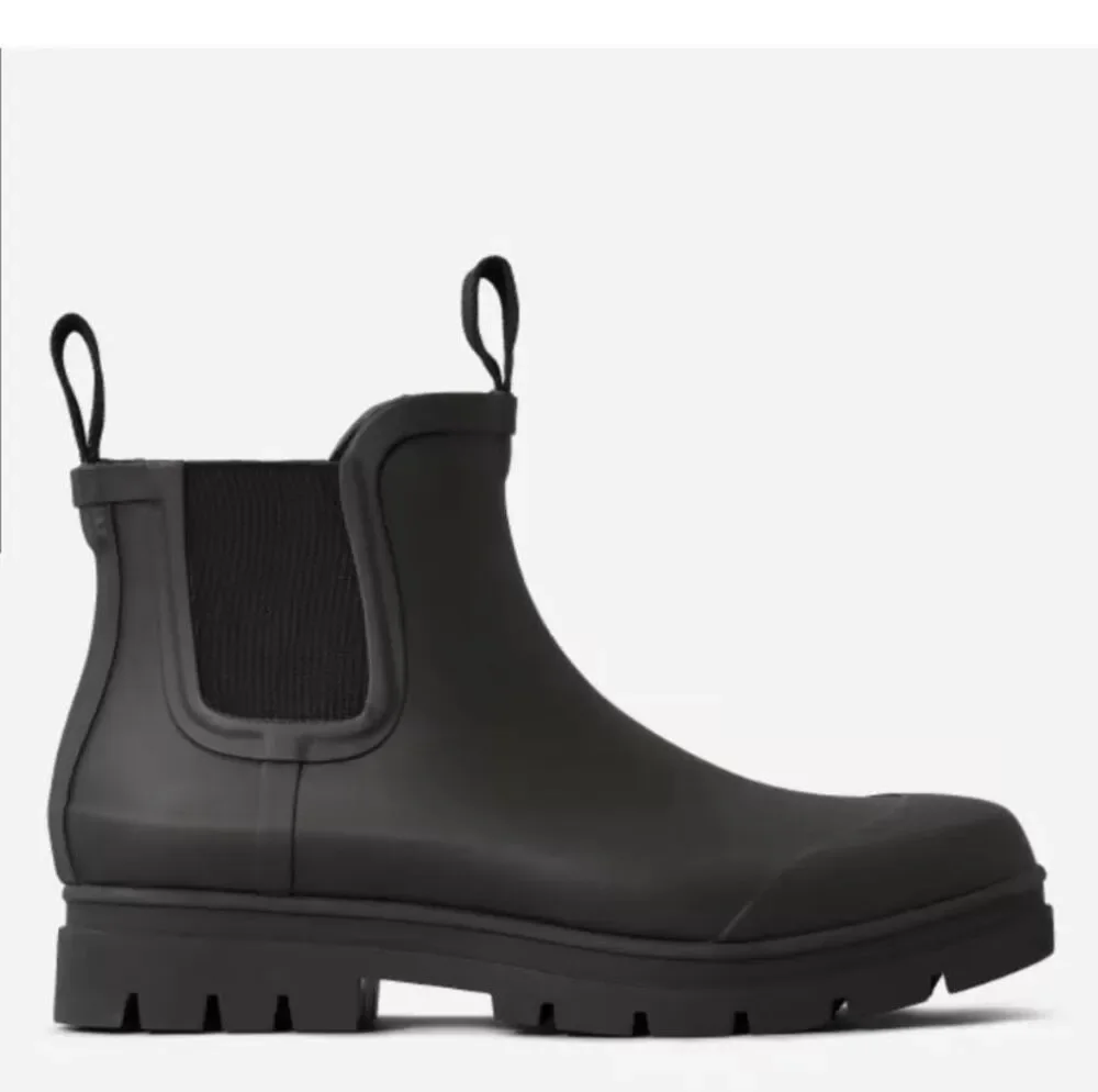 Everlane Black Chelsea Rain Boots Waterproof Lug Sole Size 10